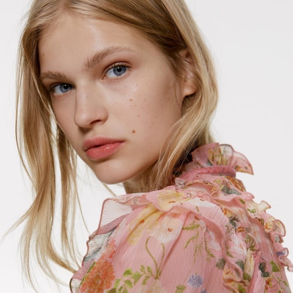 🌞NWT ZARA Pink Floral Long Sleeve - Picture 5 of 6